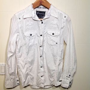 Buckle mens long sleeve button down medium shirt